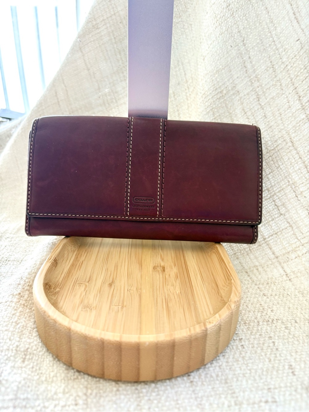 Coach Leather Wallet - Deep Burgundy